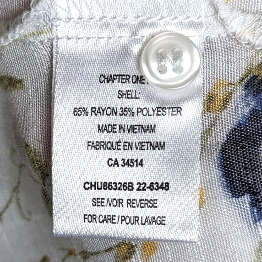 Blousology Sz 1X White Floral Button Front Blouse Cottagecore‎ Romantic Sheer - Picture 6 of 6